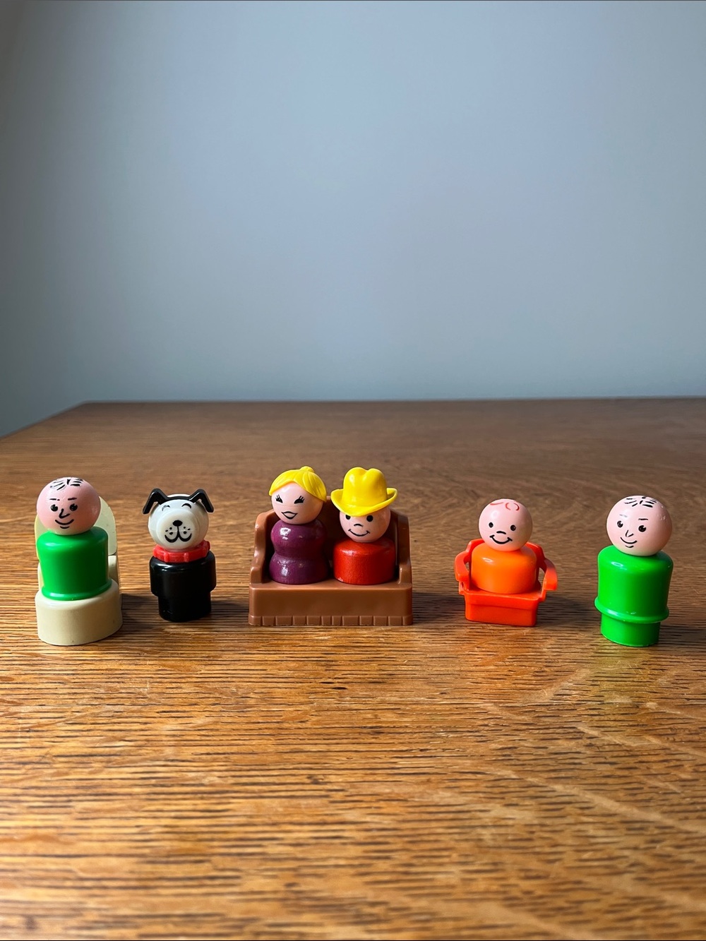 Vintage Fisher Price Little People Figures Lot + Furniture Dog Cowboy
